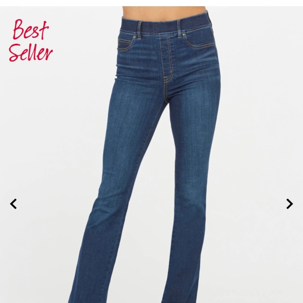 Spanx flare leg dark denim pull on jeans